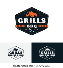 barbeque BBQ Grill Retro Vintage Logo