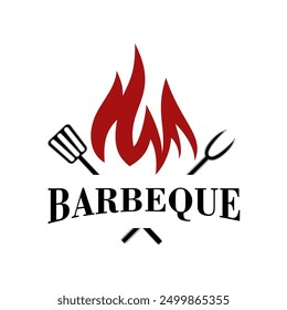 BARBEQUE BBQ LOGO DESIGN VECTOR,MINIMALIST AND MODERN STYLE ICON ON WHITE BACKGROUND