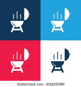Barbeque blue and red four color minimal icon set