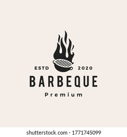 Barbeque Charcoal Grill Hipster Vintage Logo Vector Icon Illustration