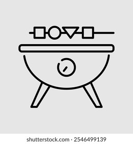 Barbeque Cooking Tool Happy Birthday Line Icon