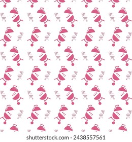 Barbeque delightful trendy red color repeating pattern vector illustration background