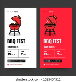 Barbeque Festival Booking App Interface Vector Illustration