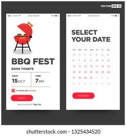 Barbeque Festival Booking App Interface Vector Illustration