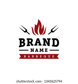 barbeque fire grill logo design