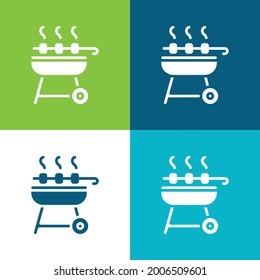 Barbeque Flat four color minimal icon set