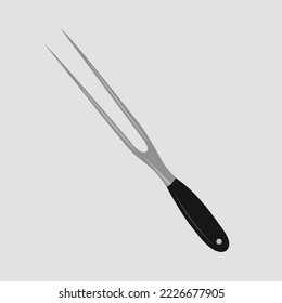 Barbeque fork flat vector illustration. Cute barbeque stainless fork cartoon vector illustration for graphic design and decorative element