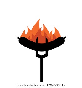 barbeque fork with sausage