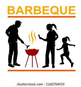 Gráfica de barbacoa con familia en calidad vectorial.