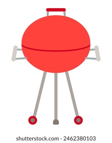 Barbeque grill in flat design. Bbq appliance for frying food at picnic. Vector illustration isolated.