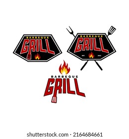 barbeque grill house logo set