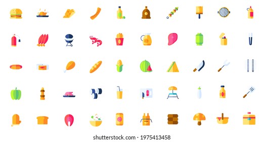 barbeque grill icon set logo