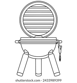 Barbeque grill line art. Vector illustration with spring season theme and line art style.