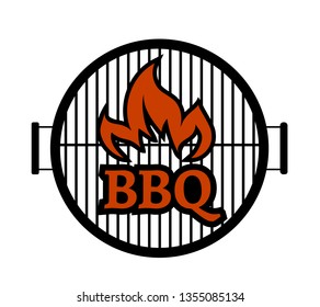 Barbeque grill logo with fire isolated on white