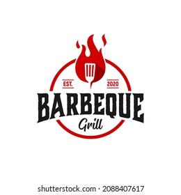 barbeque grill logo inspiration, BBQ restaurant, fire, vintage, badge