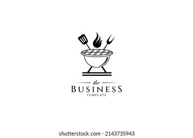 barbeque grill logo with smoldering fire