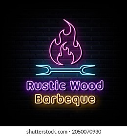 barbeque grill neon signs vector. design template neon sign