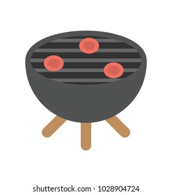 
Barbeque grill on bonfire flat icon

