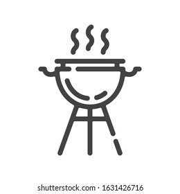 Barbeque grill outline icon. Vector illustration.