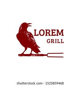 Barbeque grill red raven logo design vector. Isolated on white background