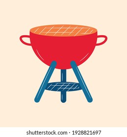 Icono de línea de color Barbeque Grill Roaster, ilustración vectorial de herramienta Grill 