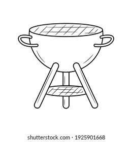 Barbeque Grill Roaster line icon, Grill tool vector illustration 