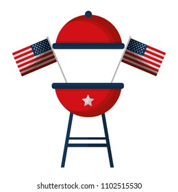 barbeque grill with USA flags