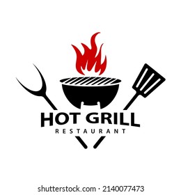 Barbeque Hot Grill Icon Logo Design Element