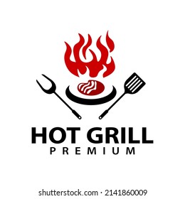 Plantillas de logotipos de parrilladas calientes en restaurantes