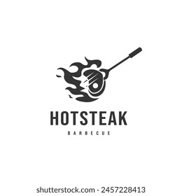barbeque hot steak vintage logo design