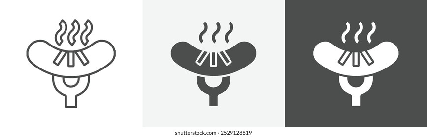 barbeque icon Flat art in outline set