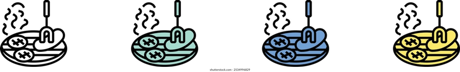 barbeque icon. Outline, Green, Blue and Yellow Style Design Isolated On White Background