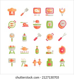 Barbeque icon set vector flat for website, mobile app, presentation, social media.