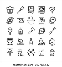 Barbeque icon set vector line for website, mobile app, presentation, social media.