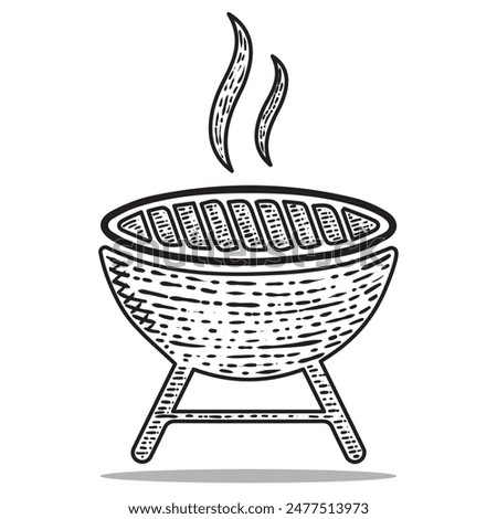 barbeque icon vector engraving style hand drawn element black and white