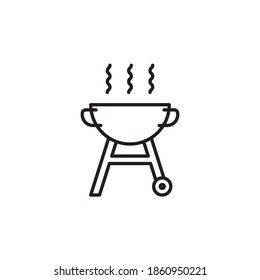 barbeque icon vector outline design. camping equipment line icon. isolated on white background