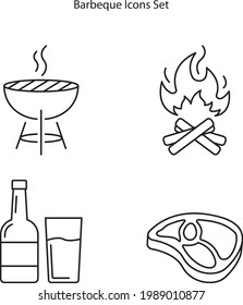 iconos de barbacoa establecidos en fondo blanco. icono de barbacoa línea delgada contorno símbolo de barbacoa lineal para logotipo, web, app, UI. símbolo de barra simple.