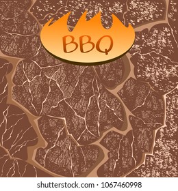 barbeque inscription on a background of fried meat texture