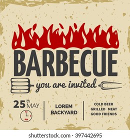 Barbeque Invitation Card On The Old-paper Background.