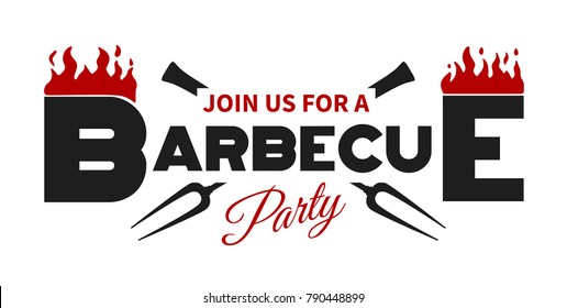 Barbeque invitation text.Vector illustration.Typography.Lettering.