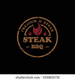  Barbeque Label Stamp Logo design vector