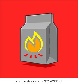 Barbeque lighting charcoal packet for cooking. vector illustration