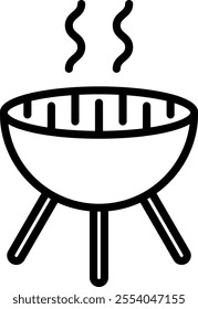 Barbeque line icon. Grill with smoke outline vector sign, linear style pictogram. BBQ symbol, logo illustration. Editable stroke.