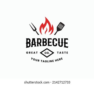 Barbeque logo, BBQ logo stock illustration. Grill BBQ Logo Template.