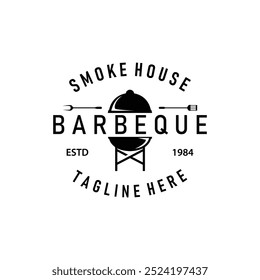 Barbeque logo design bar restaurant hot grill fire logo and spatula simple illustration