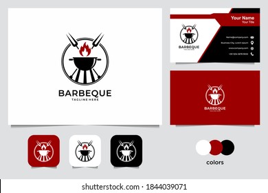 barbeque logo design and business card. good use for restaurant, food and drink logo