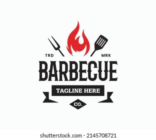 Barbeque Logo Design Konzept. Grill-BBQ-Vectorlogo-Design-Vorlage.