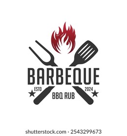 Design de logotipo barbeque com fogo conceito criativo Premium Vetor Parte 2