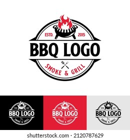 Inspiración de plantilla de diseño de logotipo de Barbeque, Ilustración vectorial.