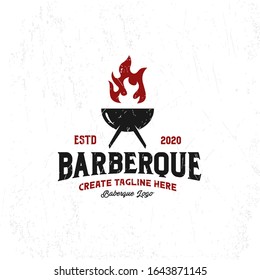 barbeque logo with a modern vintage style, and simple unique illustrations